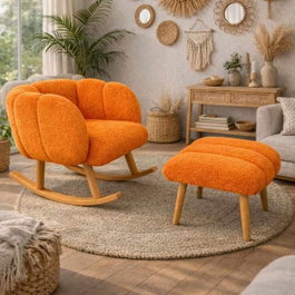 Atelier Del Sofa Conjunto de Sillón y Puff Lotus - Naranja